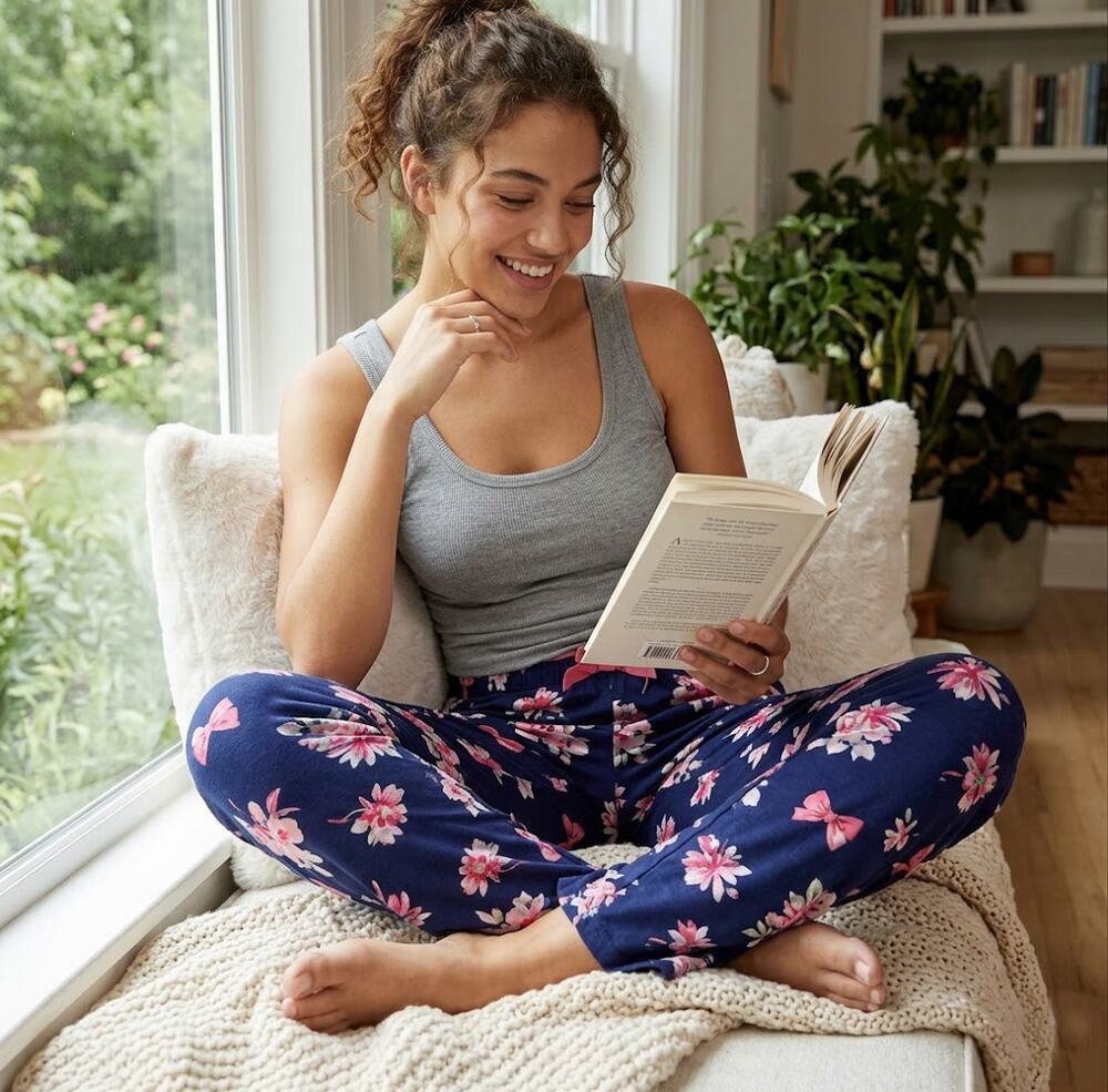 aerie Casual Pink Floral Blue Pajama PJ Lounge Pants Small